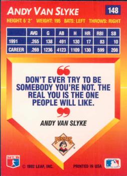 1992 Triple Play #148 Andy Van Slyke Back