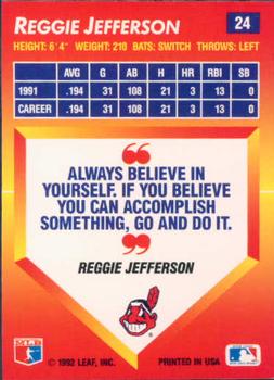 1992 Triple Play #24 Reggie Jefferson Back