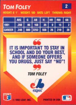 1992 Triple Play #2 Tom Foley Back