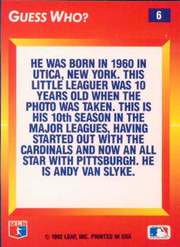 1992 Triple Play #6 Andy Van Slyke Back