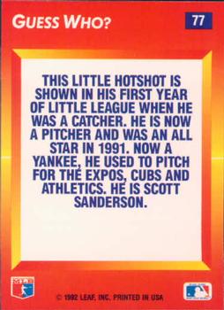 1992 Triple Play #77 Scott Sanderson Back