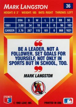 1992 Triple Play #36 Mark Langston Back