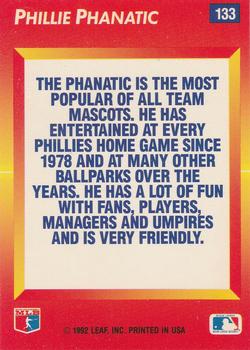 1992 Triple Play #133 Phillie Phanatic Back