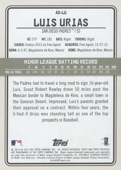 2019 Topps Archives Snapshots - Blue #AS-LU Luis Urias Back