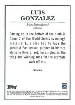 2019 Topps Archives Snapshots - Captured in the Moment Gold #CITM-LG Luis Gonzalez Back