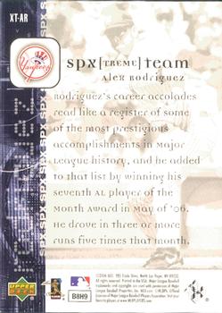 2006 SPx - SPxtreme Team #XT-AR Alex Rodriguez Back