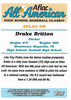 2006 Topps AFLAC All-American Classic #AFLAC-DB Drake Britton Back