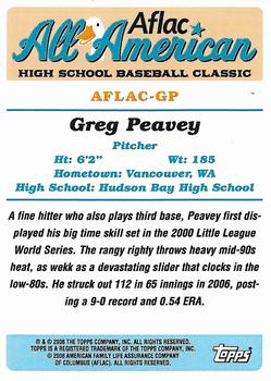 2006 Topps AFLAC All-American Classic #AFLAC-GP Greg Peavey Back