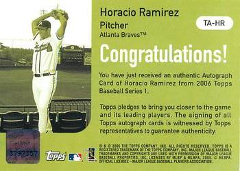 2006 Topps - Autographs #TA-HR Horacio Ramirez Back