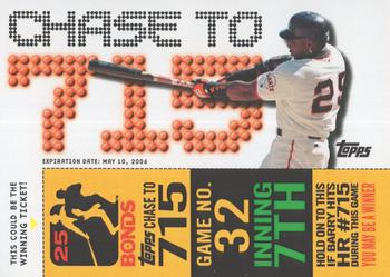2006 Topps - Barry Bonds Chase to 715 #32-7 Barry Bonds Game 32 Inning 7 Front