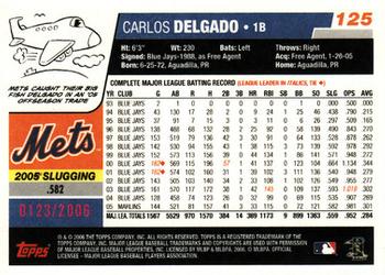 2006 Topps - Box Bottoms #125 Carlos Delgado Back