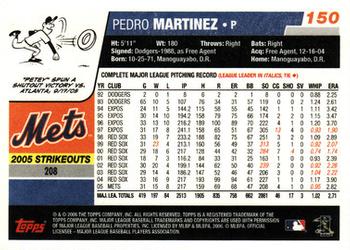 2006 Topps - Box Bottoms #150 Pedro Martinez Back