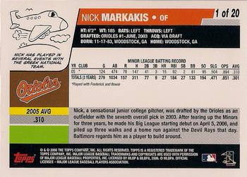 2006 Topps - Rookies #1 Nick Markakis Back