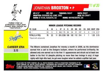 2006 Topps - Rookies #11 Jonathan Broxton Back