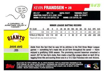 2006 Topps - Rookies #16 Kevin Frandsen Back