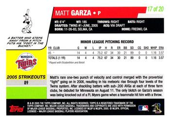 2006 Topps - Rookies #17 Matt Garza Back