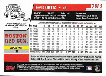 2006 Topps - Boston Red Sox #3 David Ortiz Back