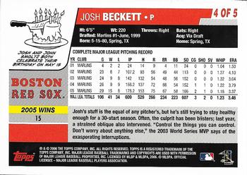 2006 Topps - Boston Red Sox #4 Josh Beckett Back