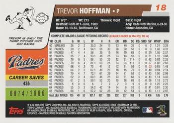 2006 Topps - Gold #18 Trevor Hoffman Back