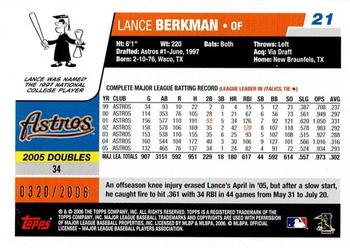 2006 Topps - Gold #21 Lance Berkman Back