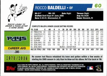 2006 Topps - Gold #60 Rocco Baldelli Back