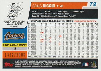 2006 Topps - Gold #72 Craig Biggio Back