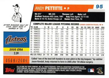 2006 Topps - Gold #95 Andy Pettitte Back
