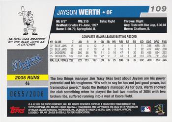 2006 Topps - Gold #109 Jayson Werth Back