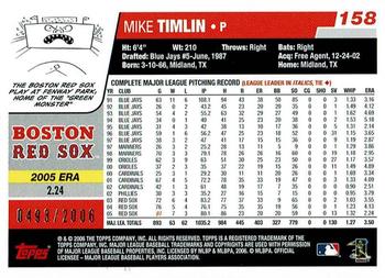 2006 Topps - Gold #158 Mike Timlin Back