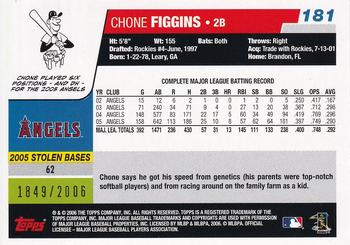 2006 Topps - Gold #181 Chone Figgins Back