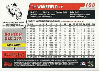 2006 Topps - Gold #183 Tim Wakefield Back
