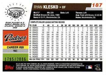 2006 Topps - Gold #187 Ryan Klesko Back