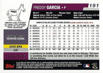 2006 Topps - Gold #191 Freddy Garcia Back