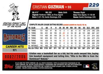 2006 Topps - Gold #229 Cristian Guzman Back