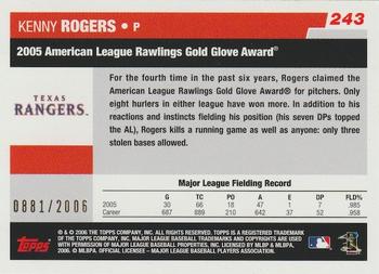 2006 Topps - Gold #243 Kenny Rogers Back
