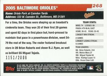 2006 Topps - Gold #268 Baltimore Orioles Back