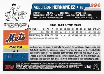 2006 Topps - Gold #296 Anderson Hernandez Back