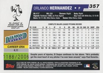 2006 Topps - Gold #357 Orlando Hernandez Back