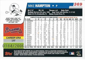2006 Topps - Gold #369 Mike Hampton Back