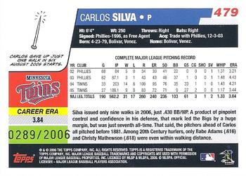 2006 Topps - Gold #479 Carlos Silva Back