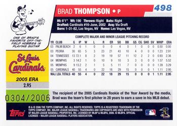 2006 Topps - Gold #498 Brad Thompson Back