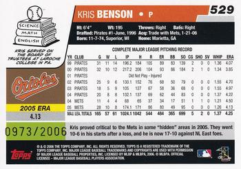 2006 Topps - Gold #529 Kris Benson Back