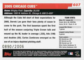 2006 Topps - Gold #607 Chicago Cubs Back
