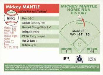 2006 Topps - Mickey Mantle Home Run History #MHR1 Mickey Mantle Back
