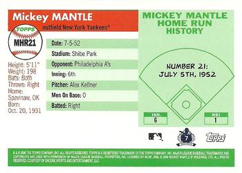 2006 Topps - Mickey Mantle Home Run History #MHR21 Mickey Mantle Back