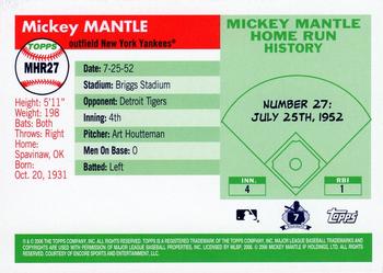 2006 Topps - Mickey Mantle Home Run History #MHR27 Mickey Mantle Back