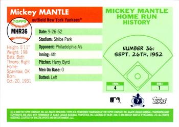 2006 Topps - Mickey Mantle Home Run History #MHR36 Mickey Mantle Back
