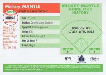 2006 Topps - Mickey Mantle Home Run History #MHR49 Mickey Mantle Back