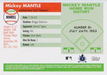 2006 Topps - Mickey Mantle Home Run History #MHR51 Mickey Mantle Back