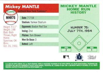 2006 Topps - Mickey Mantle Home Run History #MHR75 Mickey Mantle Back